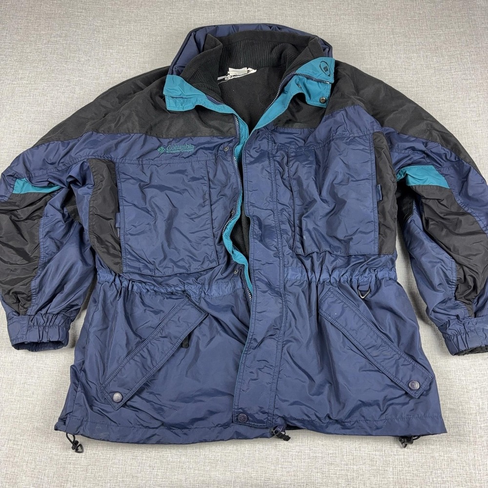 Vintage Columbia Jacket Mens XL Blue Parka Fleece Lined Insulated West Ridge